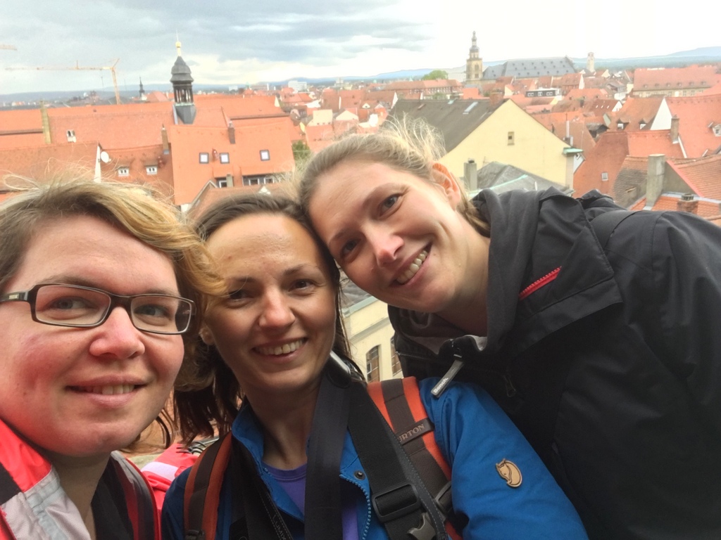 Ich, Ewa und Anja über den Dächern von Bamberg